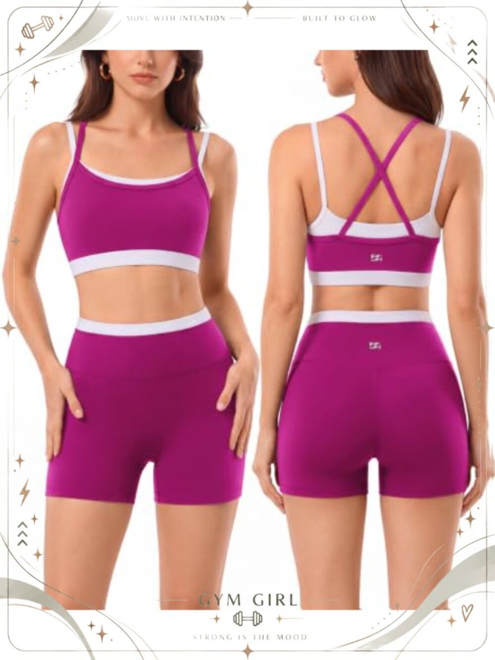 2 Piece Workout Set Nylon Spandex Sports Bra Leggings Pilates Gym